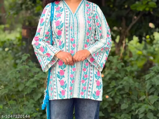 Off-Collar Floral Kurti